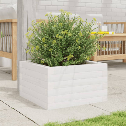 Fioriera da Giardino Bianca 40x40x23 cm Legno Massello di Pino
