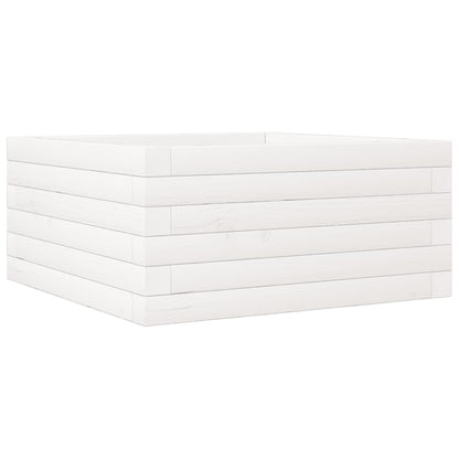 Fioriera da Giardino Bianca 50x50x23 cm Legno Massello di Pino