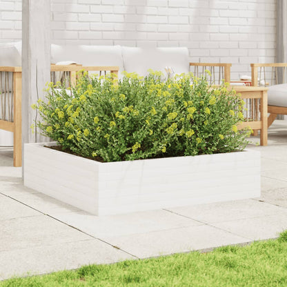 Fioriera da Giardino Bianca 90x90x23 cm Legno Massello di Pino