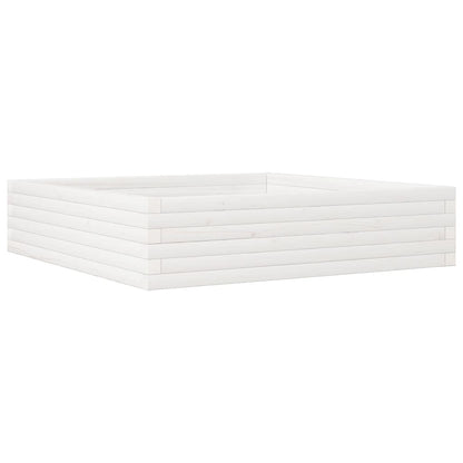 Fioriera da Giardino Bianca 100x100x23 cm Legno Massello Pino