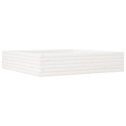 Fioriera da Giardino Bianca 110x110x23cm Legno Massello di Pino