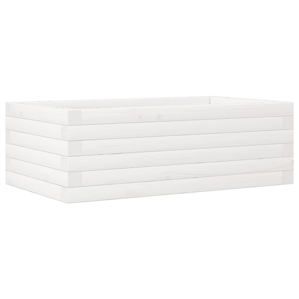 Fioriera da Giardino Bianca 70x40x23 cm Legno Massello di Pino