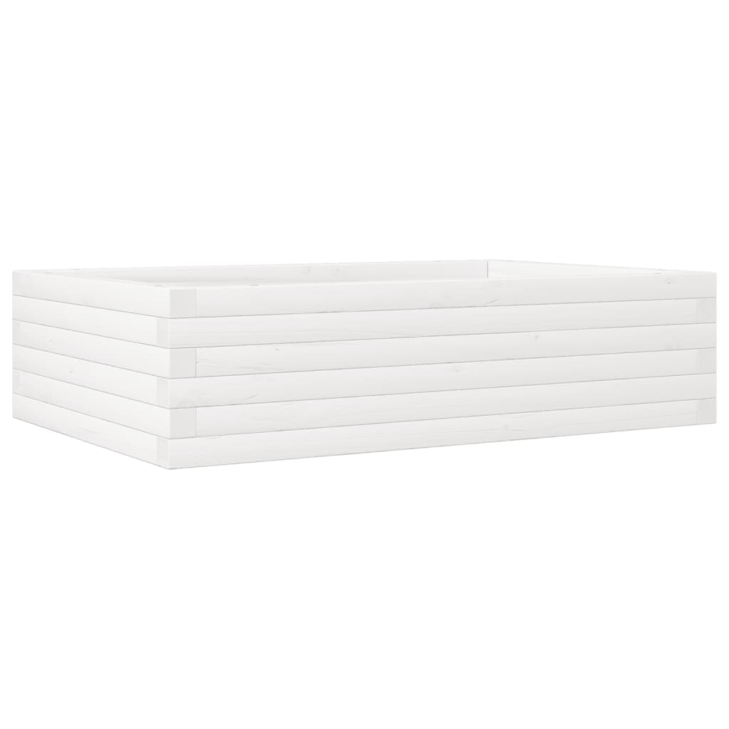 Fioriera da Giardino Bianca 90x60x23 cm Legno Massello di Pino