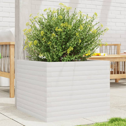 Fioriera da Giardino Bianca 60x60x45,5cm Legno Massello di Pino