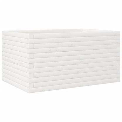 Fioriera da Giardino Bianca 90x60x45,5cm Legno Massello di Pino
