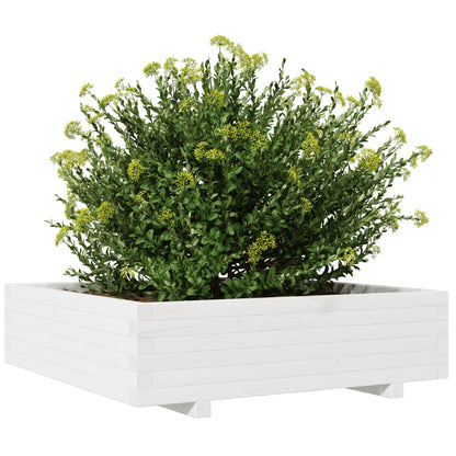 Fioriera da Giardino Bianca 90x90x26,5cm Legno Massello di Pino