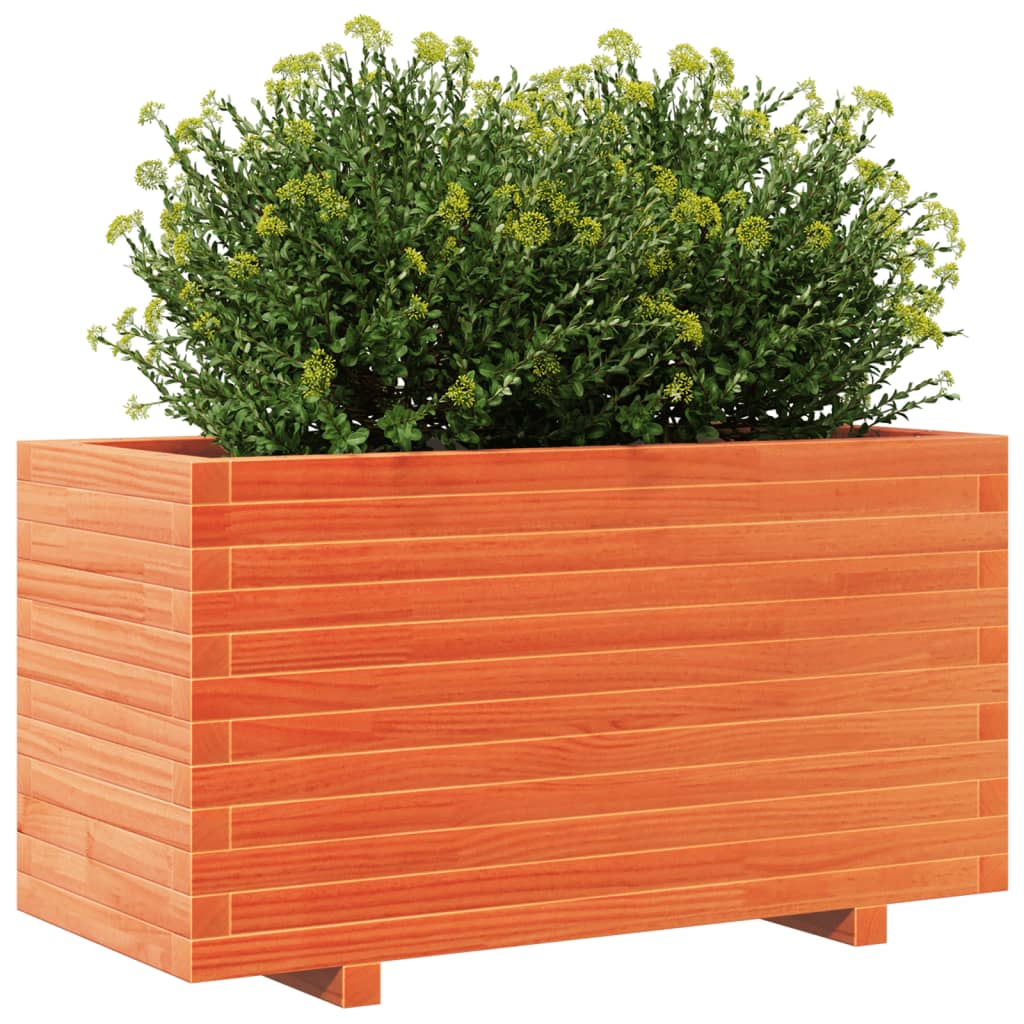Fioriera Giardino Marrone Cera 90x40x49,5cm Legno Massello Pino