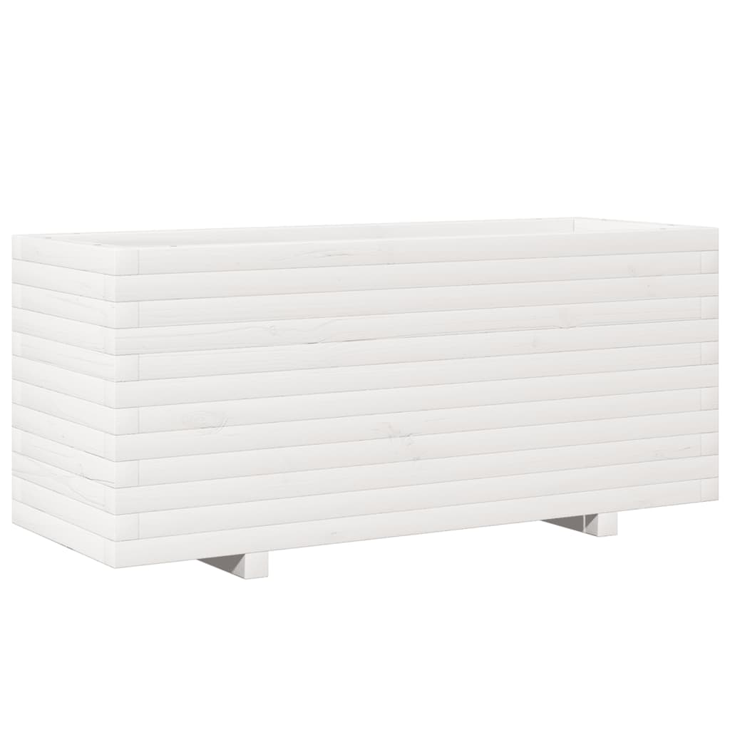 Fioriera da Giardino Bianca 110x40x49,5 cm Legno Massello Pino