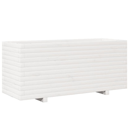 Fioriera da Giardino Bianca 110x40x49,5 cm Legno Massello Pino
