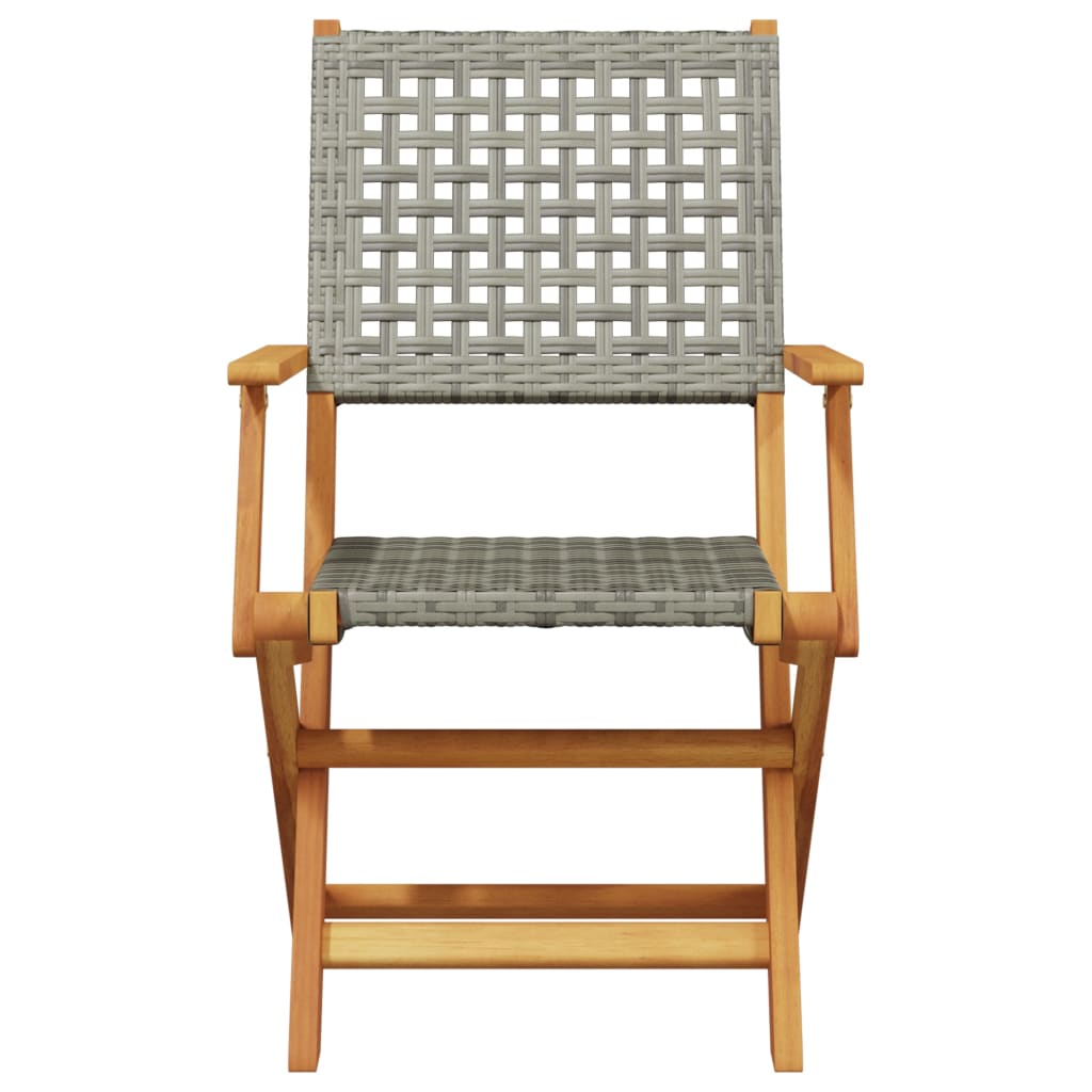 Set Pranzo da Giardino 7 pz Grigio Polyrattan e Legno Massello