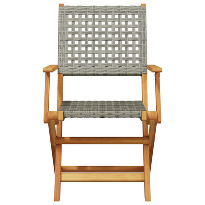Set Pranzo da Giardino 7 pz Grigio Polyrattan e Legno Massello