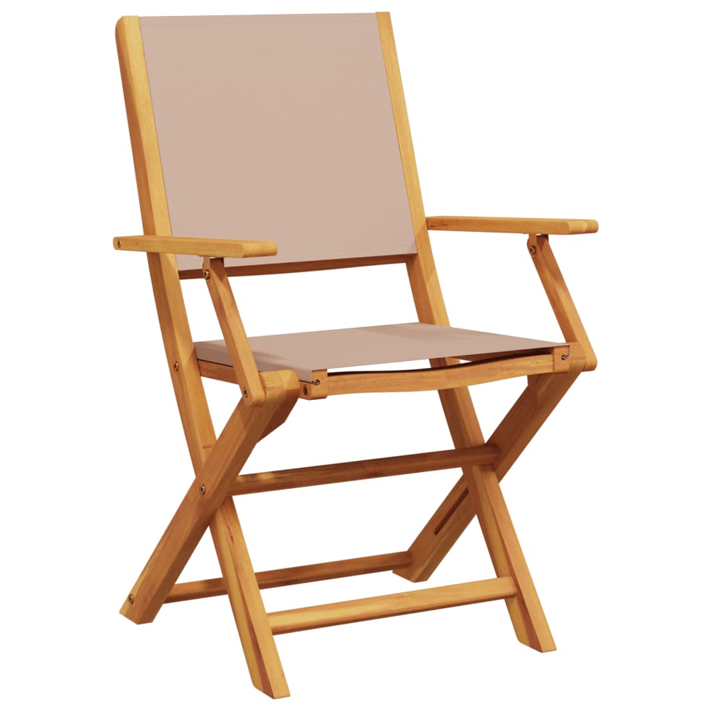 Set da Pranzo da Giardino 7 pz Tortora Tessuto e Legno Massello