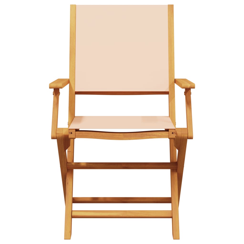 Set Pranzo da Giardino 7 pz Beige in Tessuto e Legno Massello
