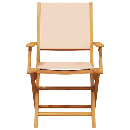 Set Pranzo da Giardino 7 pz Beige in Tessuto e Legno Massello