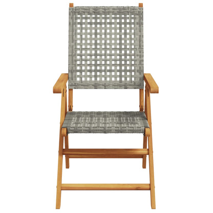 Set Pranzo da Giardino 7 pz Grigio Polyrattan e Legno Massello