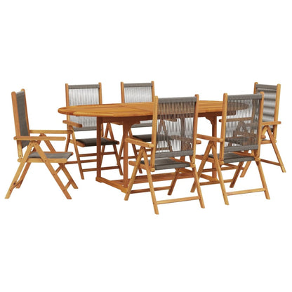 Set da Pranzo da Giardino 7 pz Polipropilene e Legno Massello