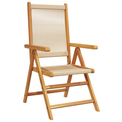 Set Pranzo da Giardino 7 pz Beige Polipropilene/ Legno Massello