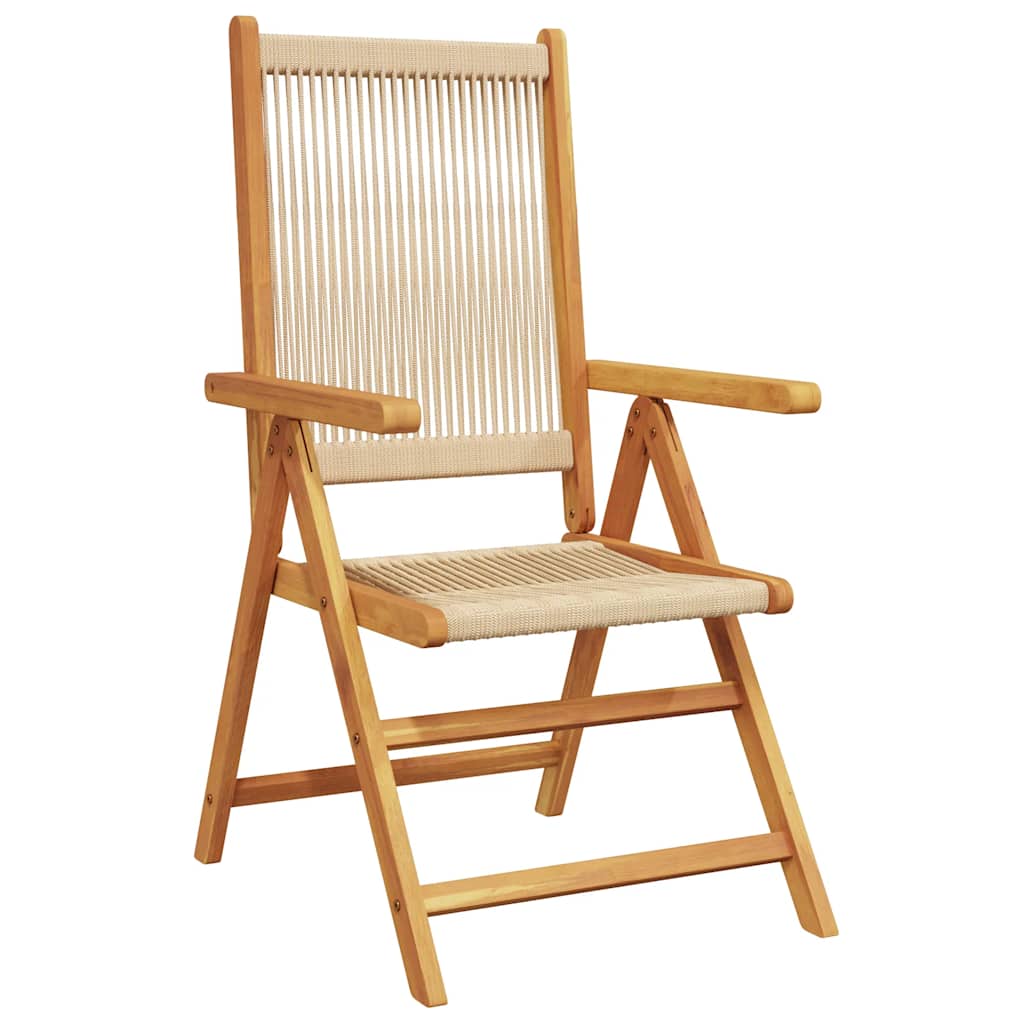 Set Pranzo da Giardino 7 pz Beige Polipropilene/ Legno Massello