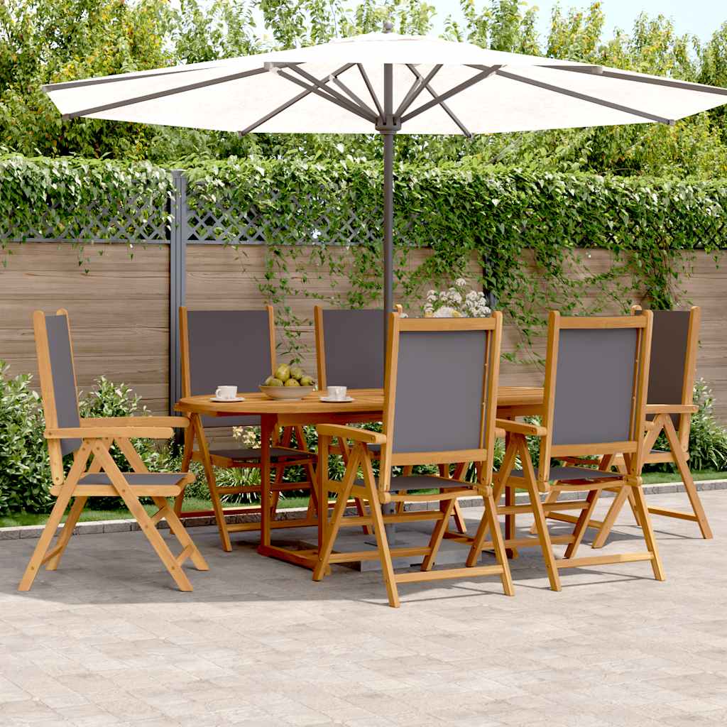 Set Pranzo da Giardino 7 pz Antracite Tessuto e Legno Massello