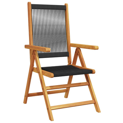 Set Pranzo da Giardino 7 pz Nero Polyrattan e Legno Massello