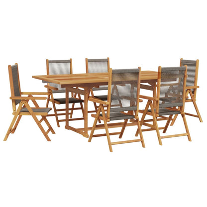 Set da Pranzo da Giardino 7 pz Polipropilene e Legno Massello