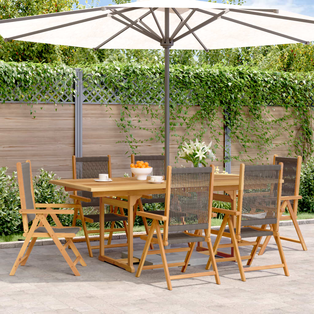 Set da Pranzo da Giardino 7 pz Polipropilene e Legno Massello