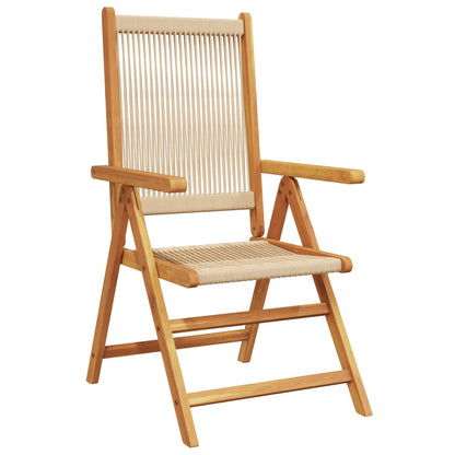 Set Pranzo da Giardino 7 pz Beige Polipropilene/ Legno Massello