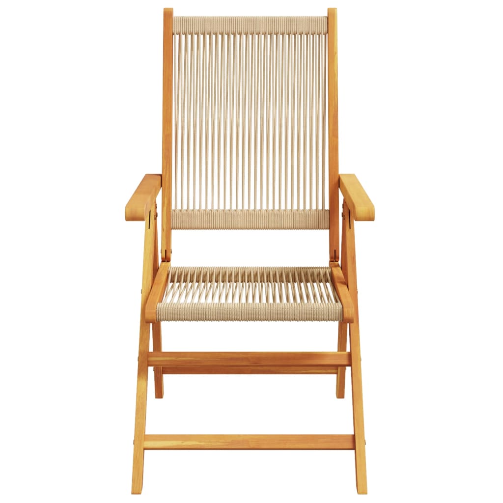 Set Pranzo da Giardino 7 pz Beige Polipropilene/ Legno Massello