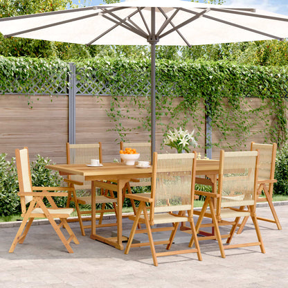 Set Pranzo da Giardino 7 pz Beige Polipropilene/ Legno Massello