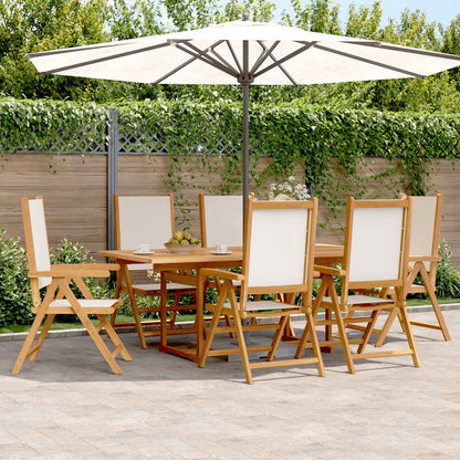 Set Pranzo da Giardino 7 pz Crema in Tessuto e Legno Massello