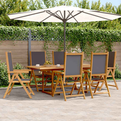 Set Pranzo da Giardino 7 pz Antracite Tessuto e Legno Massello