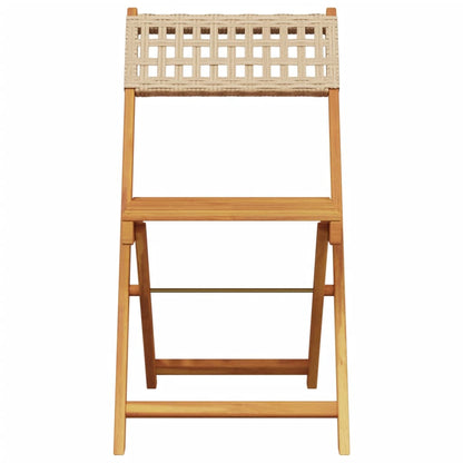 Set da Bistrot 3 pz Beige in Polyrattan e Legno Massello