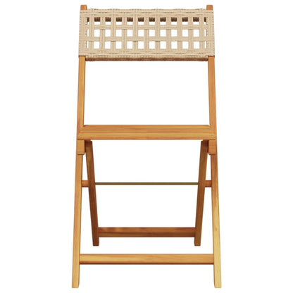 Set da Bistrot 3 pz Beige in Polyrattan e Legno Massello