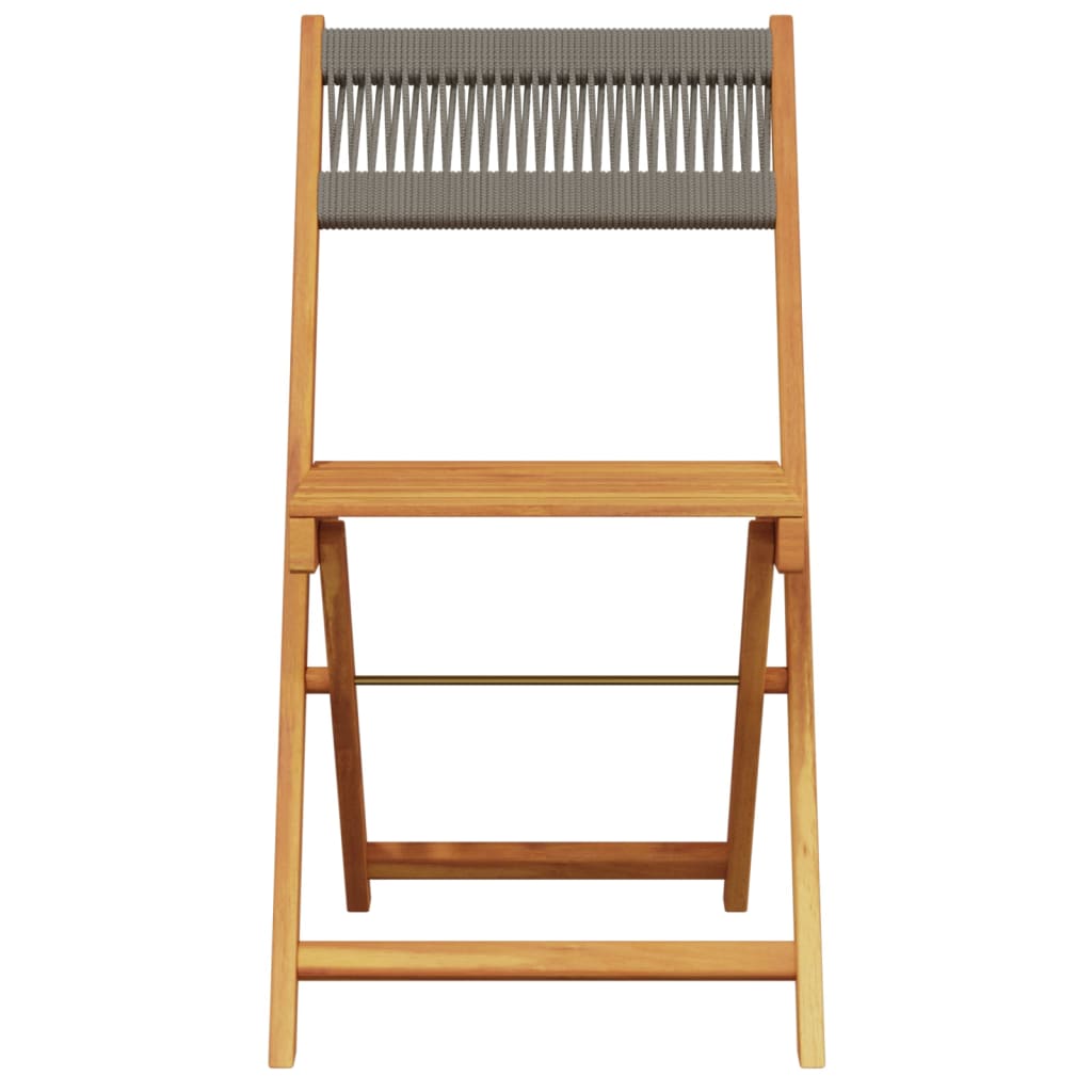 Set da Bistrot 3pz Grigio in Polipropilene e Legno Massello