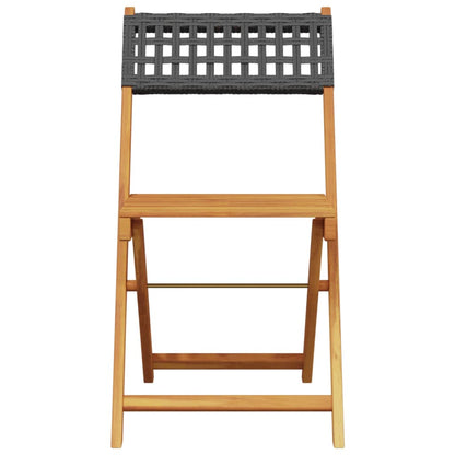 Set da Pranzo per Giardino 5pz Nero Polyrattan e Legno Massello