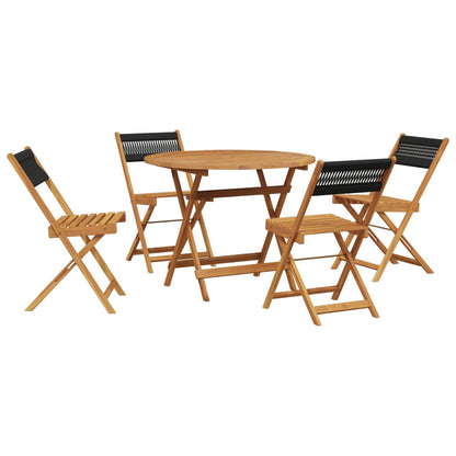 Set Pranzo da Giardino 5 pz Nero Polipropilene e Legno Massello