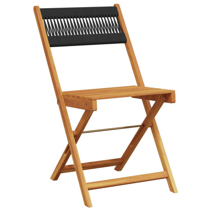 Set Pranzo da Giardino 5 pz Nero Polipropilene e Legno Massello