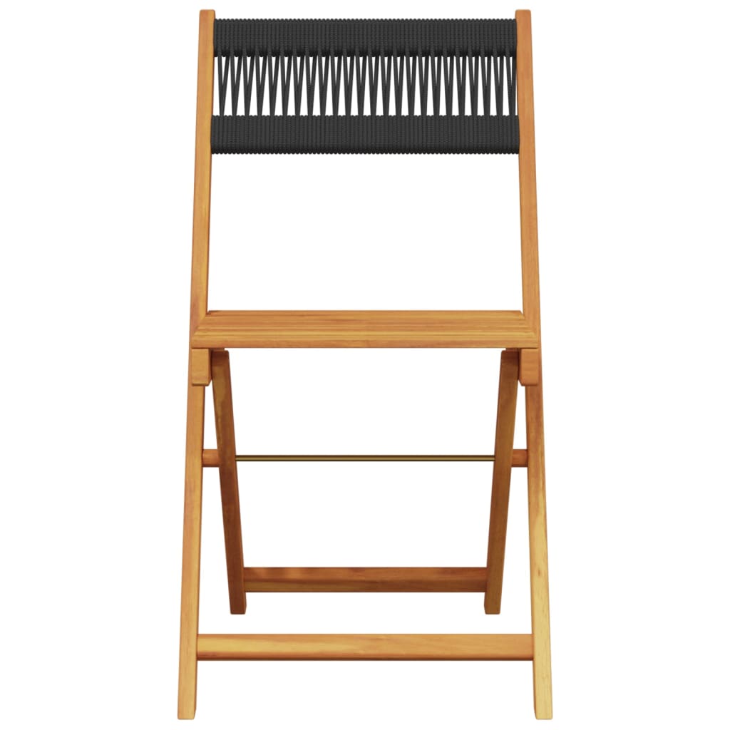 Set Pranzo da Giardino 5 pz Nero Polipropilene e Legno Massello
