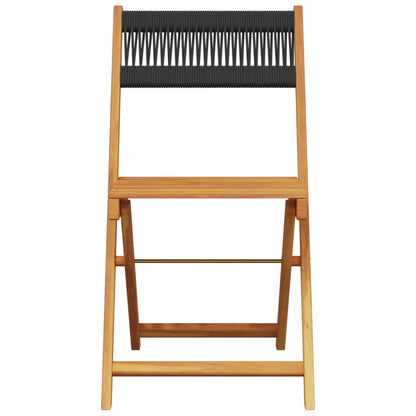 Set Pranzo da Giardino 5 pz Nero Polipropilene e Legno Massello