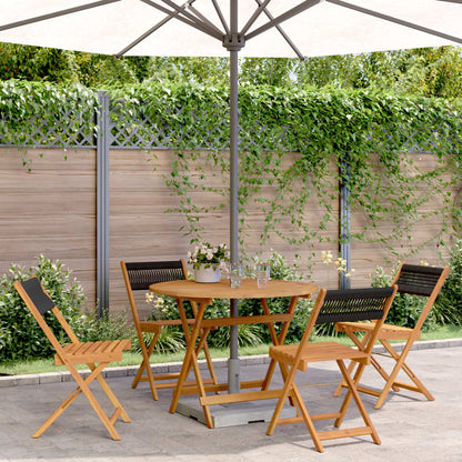 Set Pranzo da Giardino 5 pz Nero Polipropilene e Legno Massello
