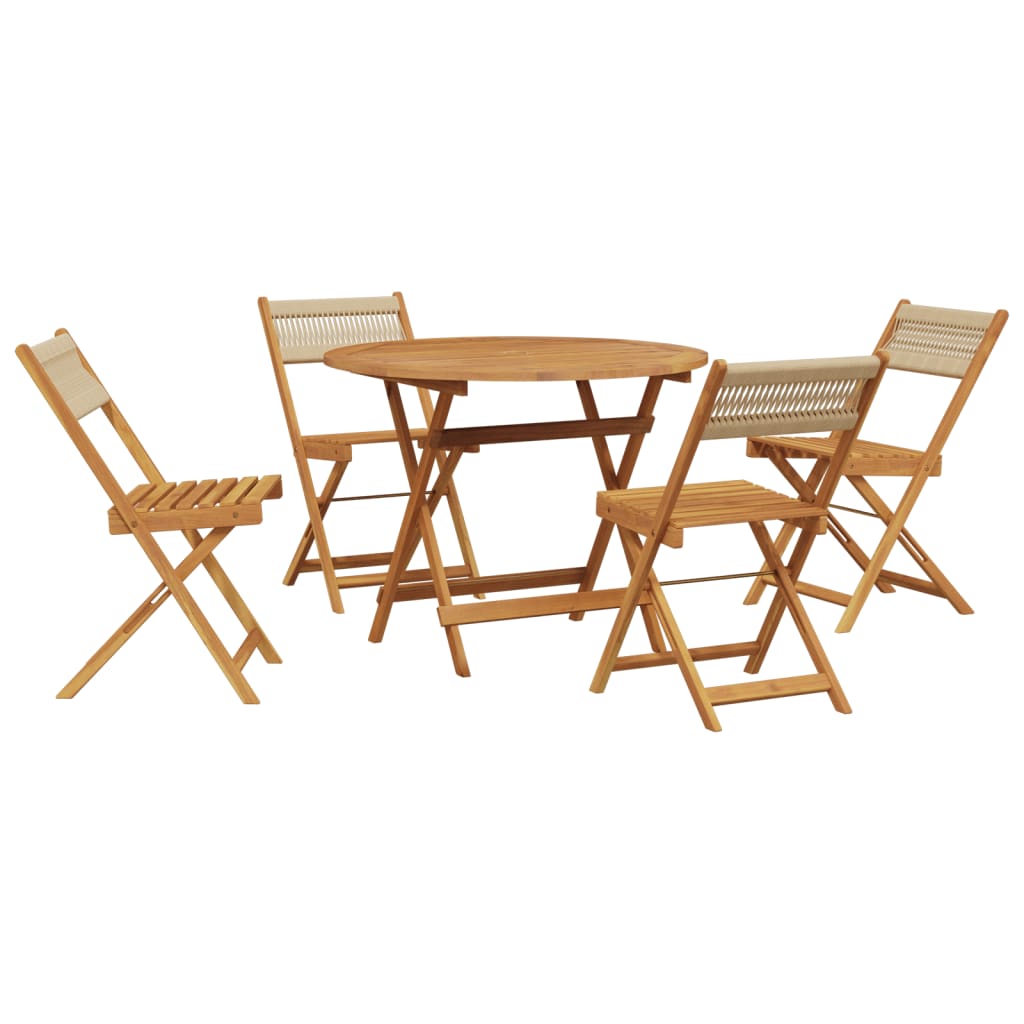 Set Pranzo da Giardino 5 pz Beige Polipropilene/ Legno Massello