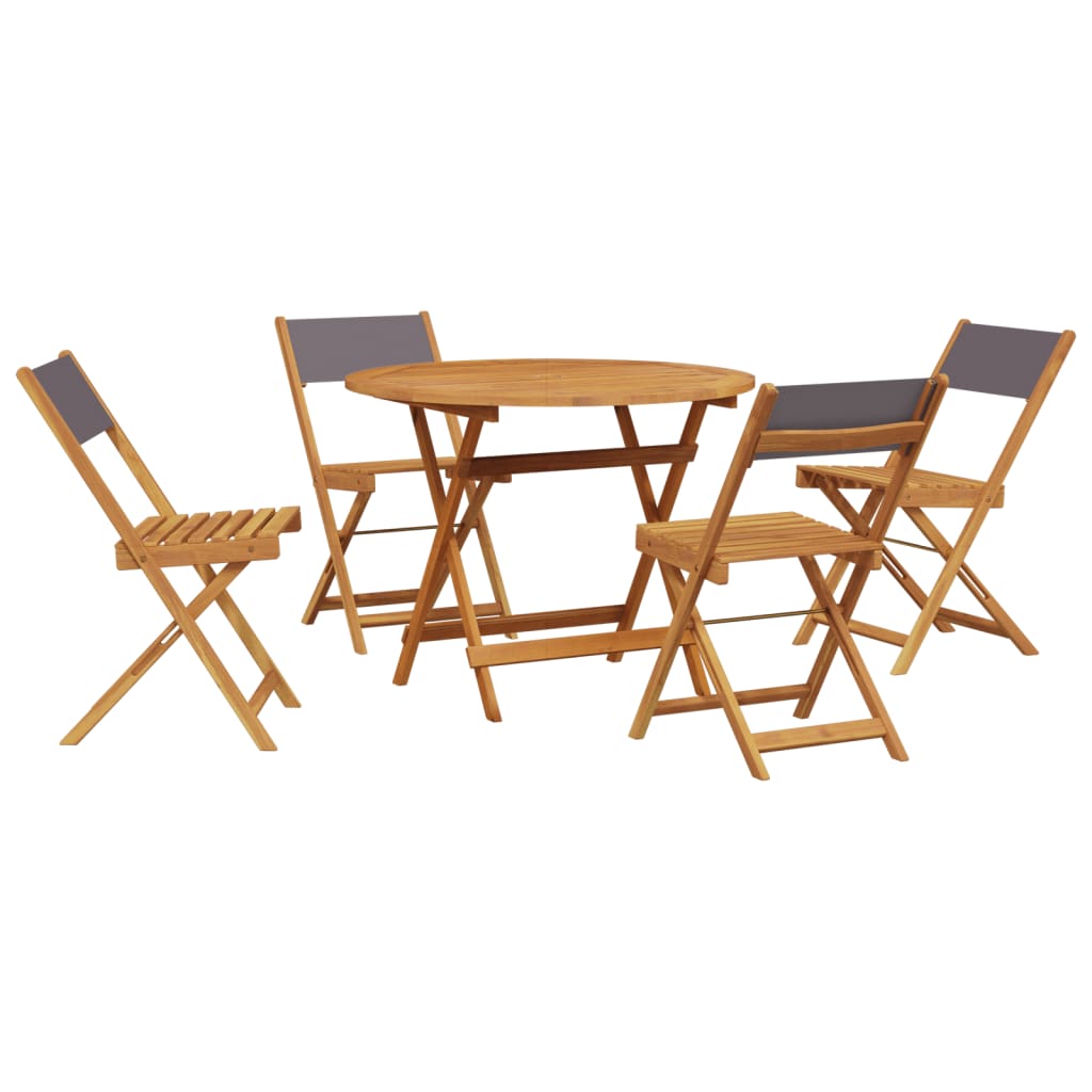 Set Pranzo da Giardino 5pz Antracite Tessuto e Legno Massello