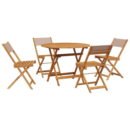 Set da Pranzo da Giardino 5 pz Tortora Tessuto e Legno Massello