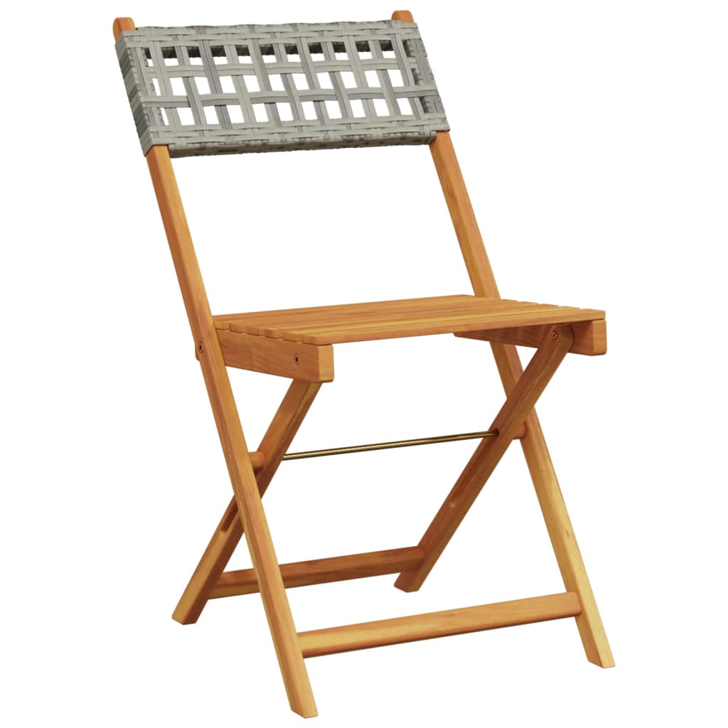 Set Pranzo da Giardino 5pz Grigio Polyrattan e Legno Massello