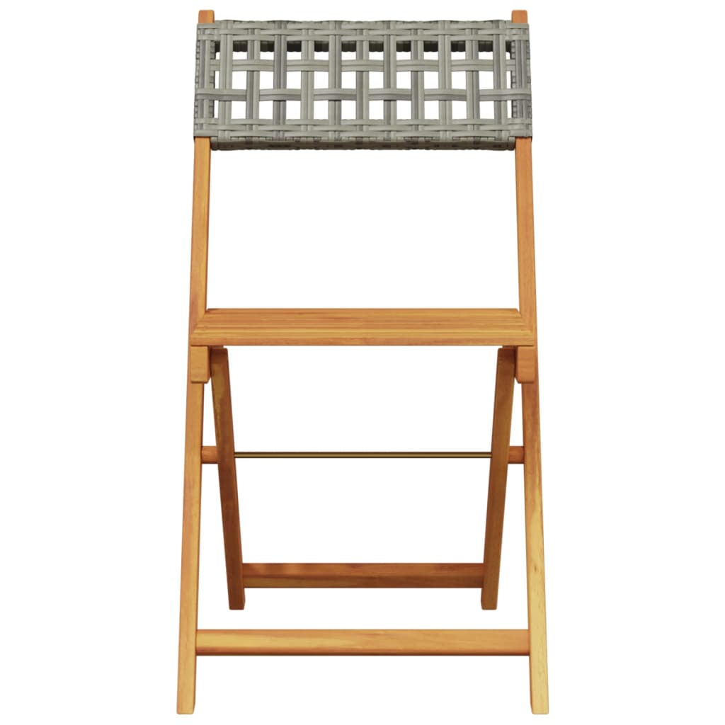Set Pranzo da Giardino 5pz Grigio Polyrattan e Legno Massello