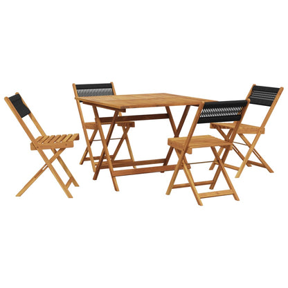 Set Pranzo da Giardino 5 pz Nero Polipropilene e Legno Massello