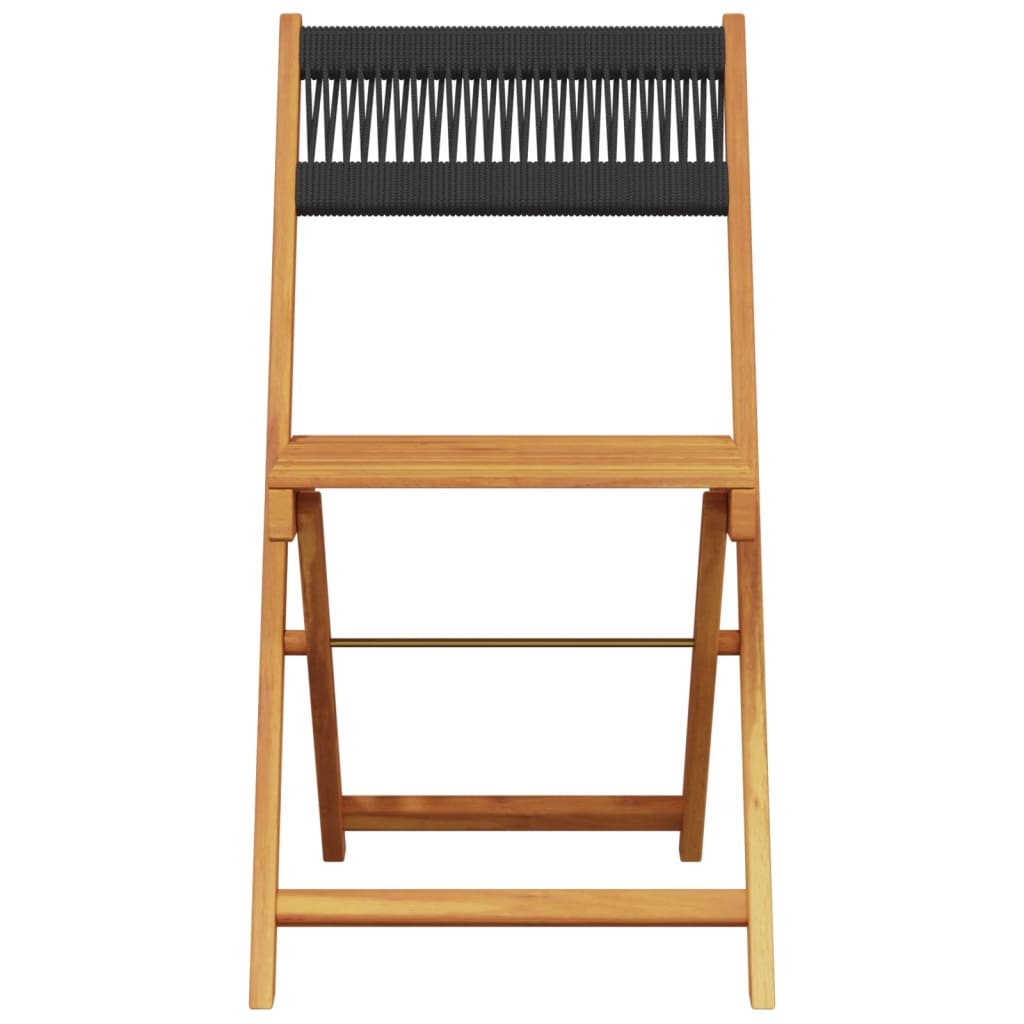 Set Pranzo da Giardino 5 pz Nero Polipropilene e Legno Massello