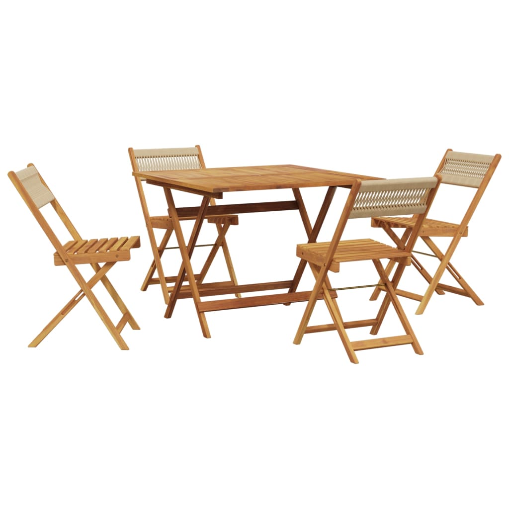 Set Pranzo da Giardino 5 pz Beige Polipropilene/ Legno Massello