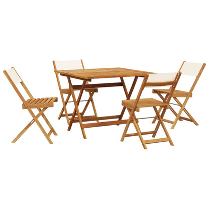 Set Pranzo da Giardino 5pz Crema in Tessuto e Legno Massello