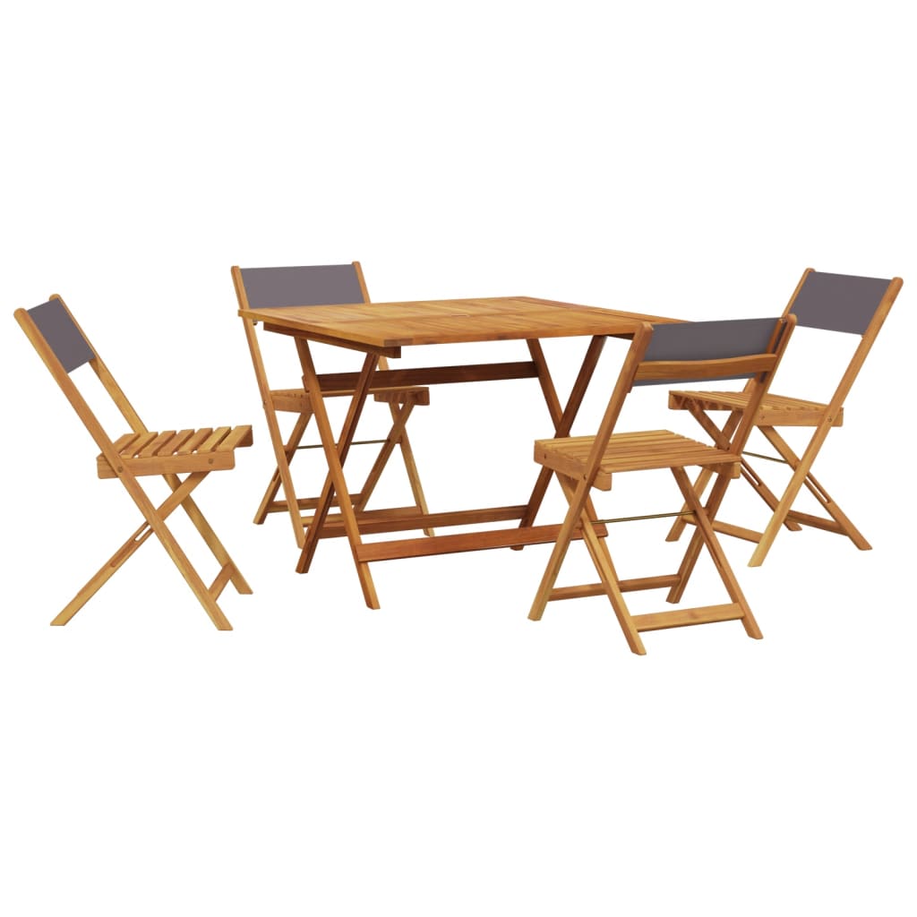 Set Pranzo da Giardino 5pz Antracite Tessuto e Legno Massello